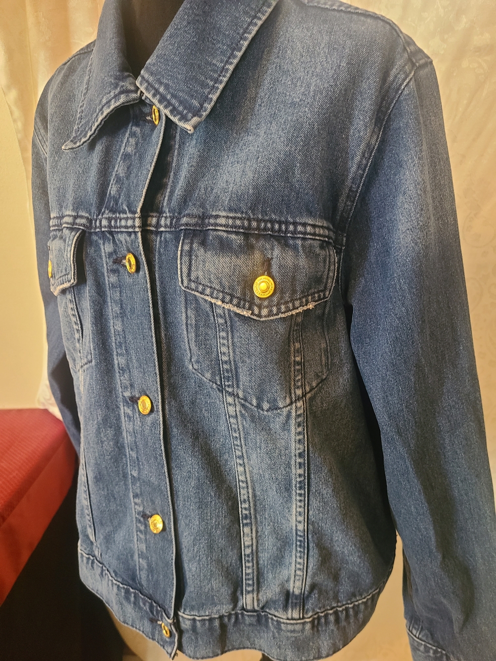 Michael Kors Blue Denim Jacket with Gold Buttons